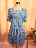 Casual Dress Blue Tiered Floral V Neck Dress