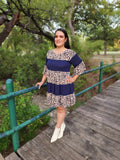 Casual Dress Cheetah Print flare Sleeve Dress