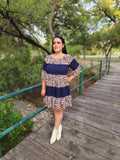 Casual Dress Cheetah Print flare Sleeve Dress
