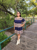 Casual Dress Cheetah Print flare Sleeve Dress