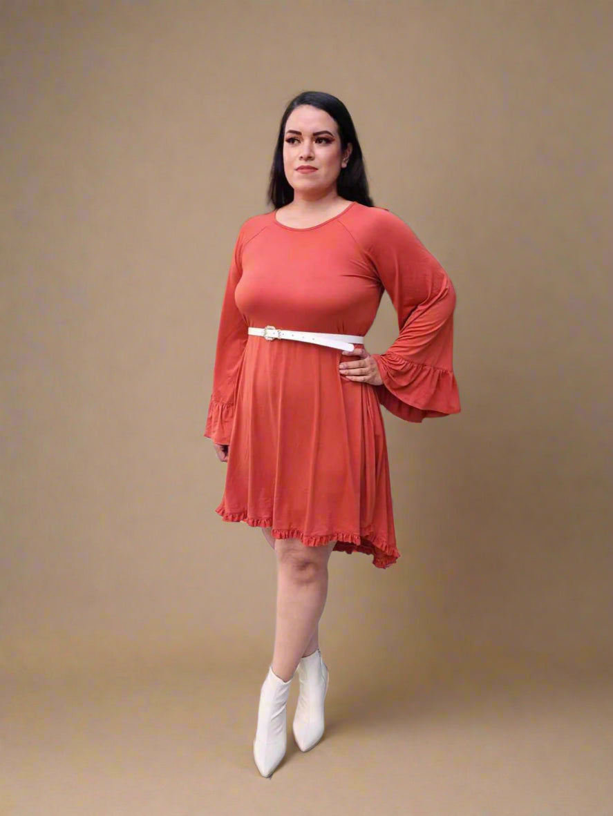 Casual Dress Ruffle Detail Dress With Pockets