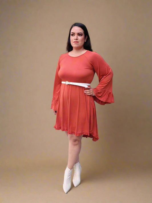 Casual Dress Ruffle Detail Dress With Pockets