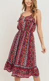 Casual Dress Ruffle Hem Spaghetti Strap Midi Dress
