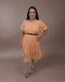 Casual Dress Solid Short Sleeve Dress - Peach