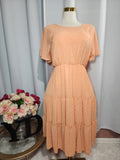 Casual Dress Solid Short Sleeve Dress - Peach
