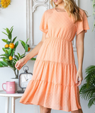 Casual Dress Solid Short Sleeve Dress - Peach