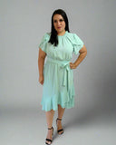 Casual Dress Woven Tulip Short Sleeve Dress - Mint