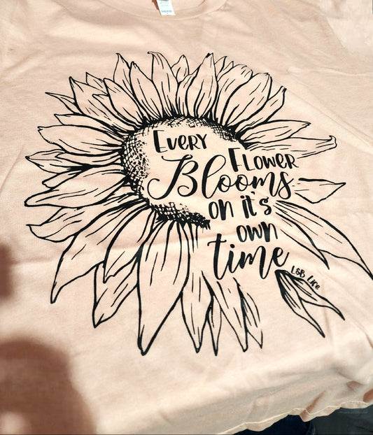Every Flower Blooms on it's own Time Peach Tee