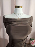 Party Dress Stretch brown Midi Dress