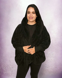 Teddy Hooded Sherpa Jacket -Black