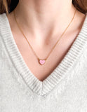 Pink Enamel Heart Necklace