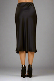 Solid Satin Midi Skirt