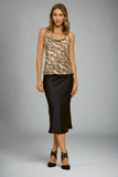 Solid Satin Midi Skirt