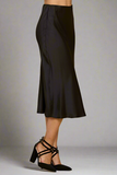 Solid Satin Midi Skirt