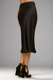 Solid Satin Midi Skirt