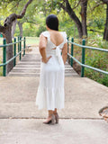 Smocked Ruffle hem Midi Dress