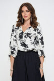 Flower Print V neck Top