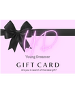 Gift card with a black bow on a pink background, featuring the brand 'Young Dreamer'.