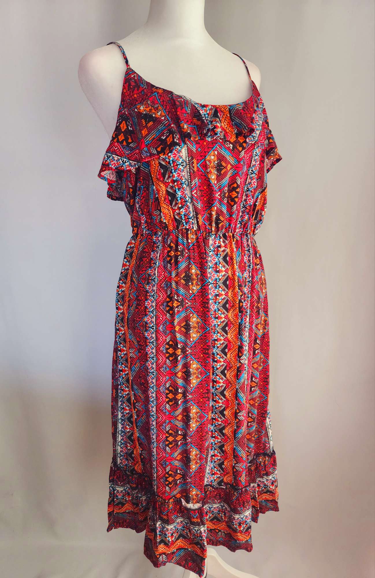 Casual Dress Ruffle Hem Spaghetti Strap Midi Dress