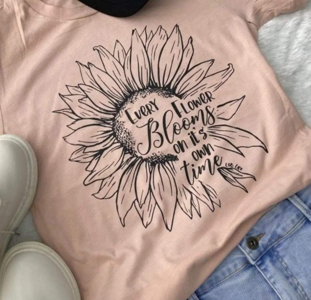 Every Flower Blooms on it's own Time Peach Tee 3