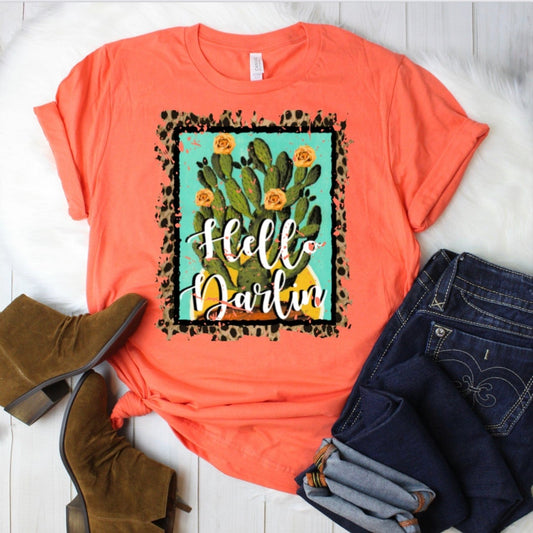 GRAPHIC T SHIRT Hello Darlin Graphic Tee CoralV