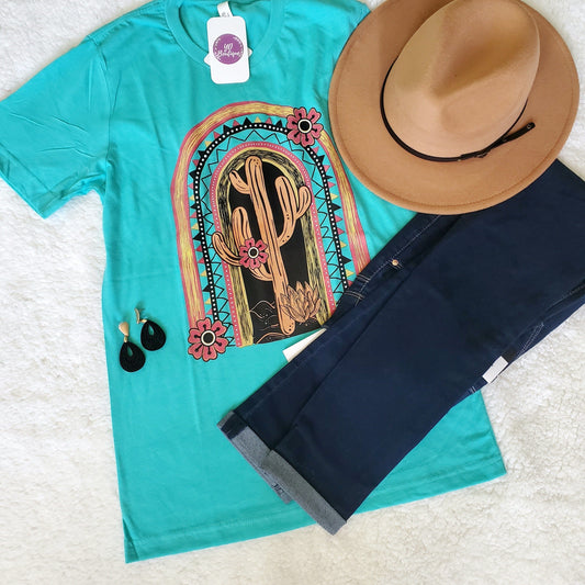 Graphic Tee Turquoise Somerset Cactus  