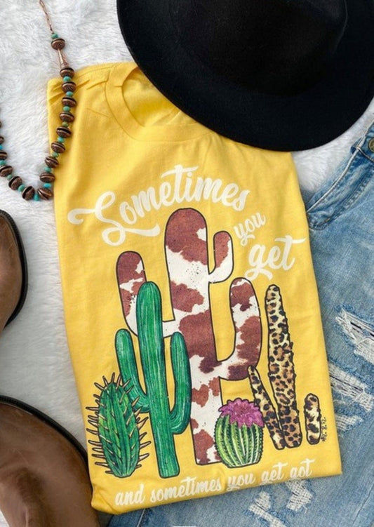 Western t shirt cactus yellow  