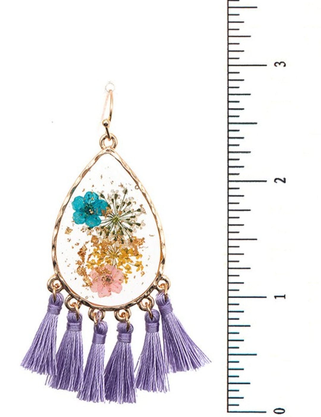 YD Boutique LLC Earrings Floral Resin Teardrop Tassel Earring